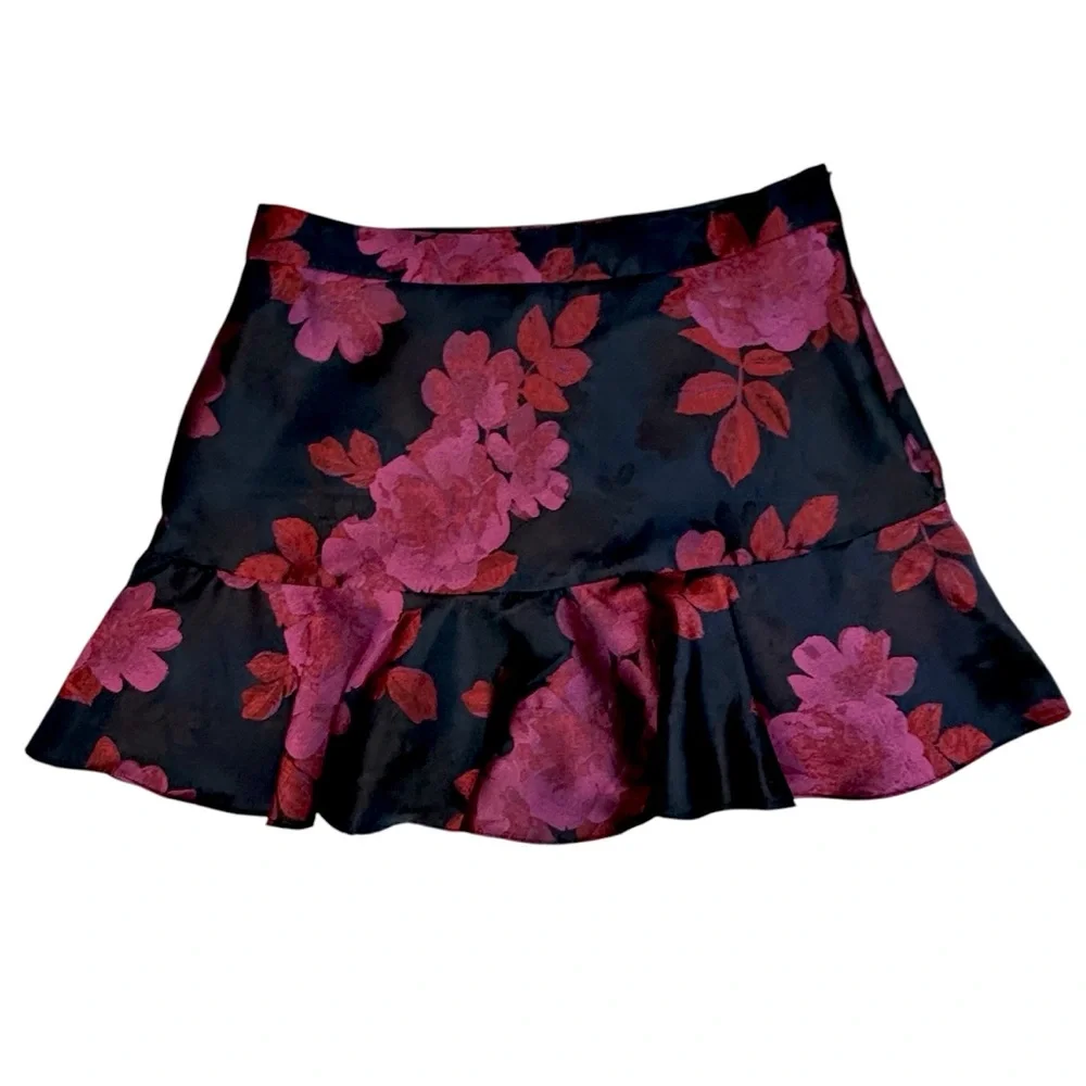 Lucy Paris Floral Navy Blue Pink Ruffle Mini Skirt Skort Large - Picture 3 of 12